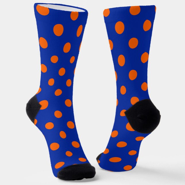 Orange auf blauem Punkte-Musterdesign  Socken (Von Creator hochgeladen)