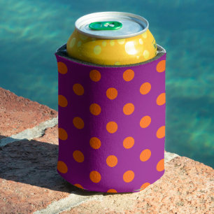 Orange auf Lila Polka Dots Design Dosenkühler