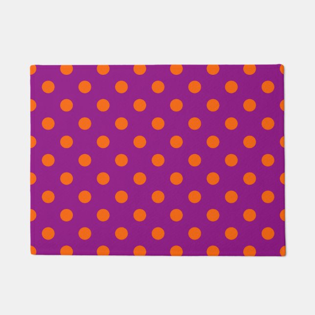 Orange auf Lila Polka Dots Design Fußmatte (Vorderseite)