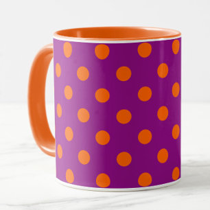 Orange auf Lila Polka Dots Design Tasse