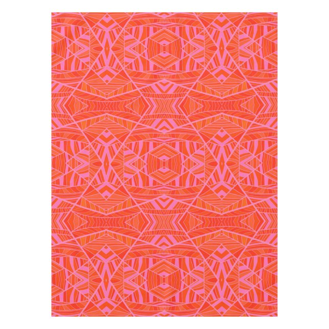 Orange auf rosa geometrischer Muster-Tischdecke Tischdecke (Vorderseite)
