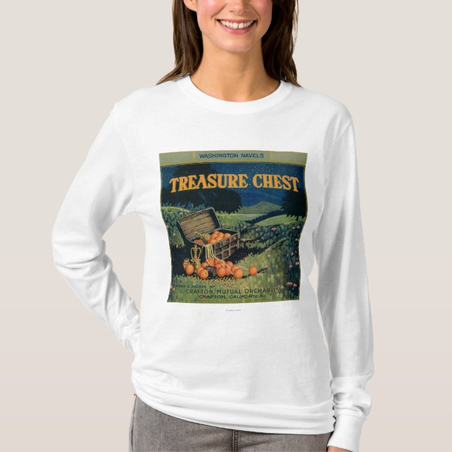 Orange Aufkleber der Schatztruhe-(Feldversion) T-Shirt (Vorderseite)