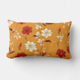 Orange Autumn Boho Vintages Blumenmuster Lendenkissen
