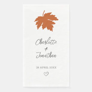 Orange Autumn Maple Leaf Wedding Serviette