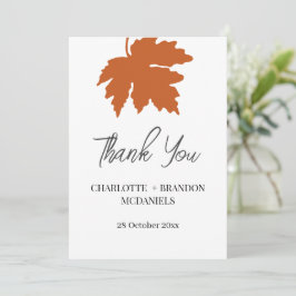 Orange Autumn Maple Leaf Wedding Vielen Dank Dankeskarte