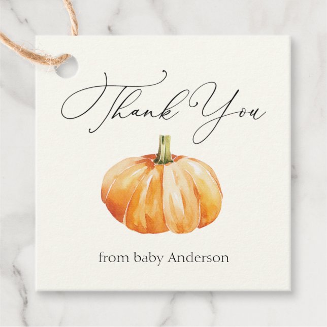 Orange Autumn Pumpkin Vielen Dank Geschenkanhänger (Vorderseite)