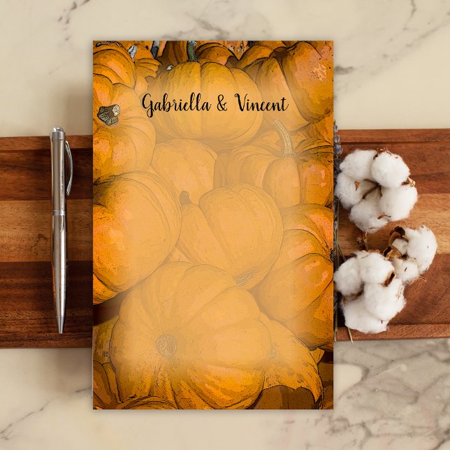 Orange Autumn Pumpkins Wedding Briefpapier (Von Creator hochgeladen)