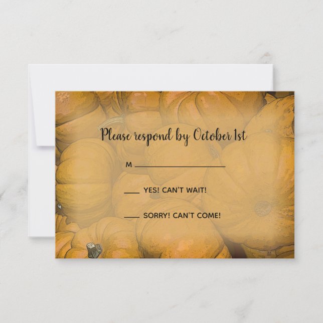 Orange Autumn Pumpkins Wedding RSVP Response Card (Vorderseite)