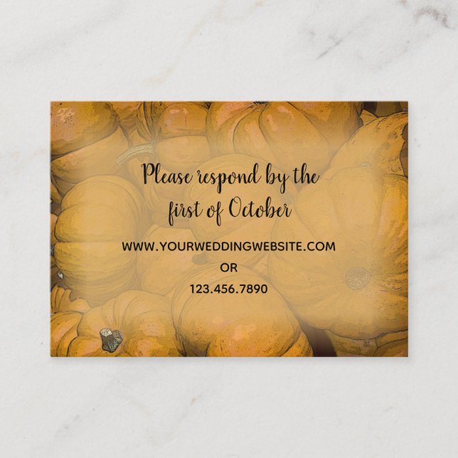 Orange Autumn Pumpkins Wedding RSVP Response Card Begleitkarte (Vorderseite)