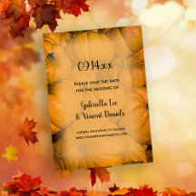 Orange Autumn Pumpkins Wedding Save the Date