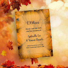 Orange Autumn Pumpkins Wedding Save the Date