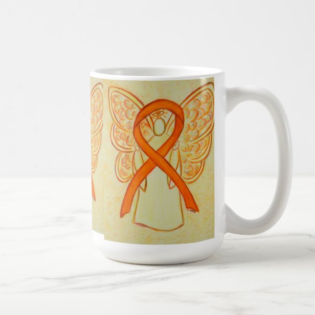 Orange Awareness Ribbon Angel Art Tasse (Rechts)