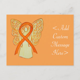 Orange Awareness Ribbon Angel Custom Postcard Postkarte