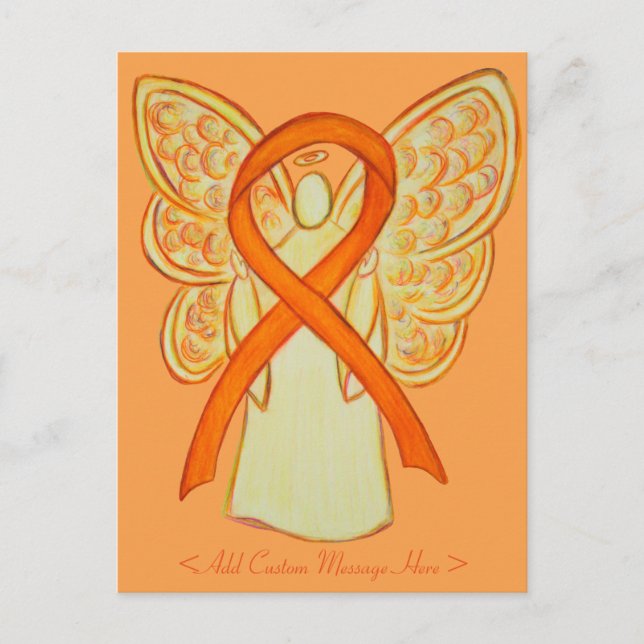 Orange Awareness Ribbon Angel Custom Postcard Postkarte (Vorderseite)