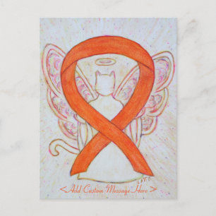 Orange Awareness Ribbon Angel Custom Postcard Postkarte