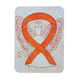 Orange Awareness Ribbon Candle Angel Art Magnet