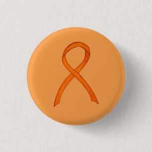 Orange Awareness Ribbon Custom Art Buttone Button