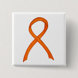 Orange Awareness Ribbon Custom Art Buttone Button
