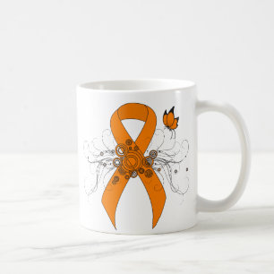 Orange Awareness Ribbon mit Butterfly Kaffeetasse