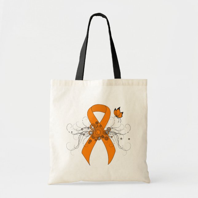 Orange Awareness Ribbon mit Butterfly Tragetasche (Vorne)