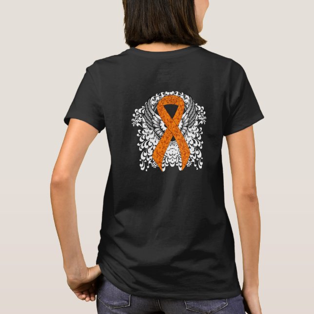Orange Awareness Ribbon mit Flügeln T-Shirt (Rückseite)