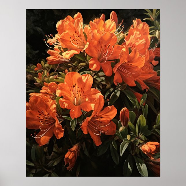 Orange Azalea Blume Art Print Poster (Vorne)