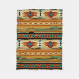 ORANGE aztekischer Druck Fleecedecke