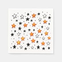 Orange B&W Stars: Geburtstagsparty Napkins