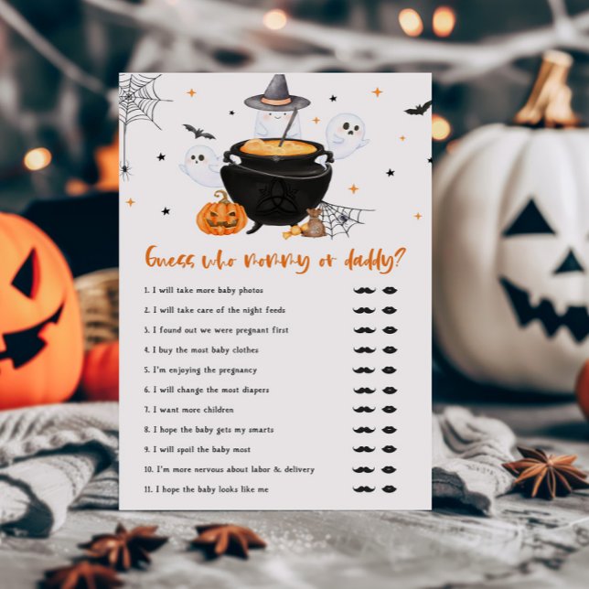 Orange Baby Brewing Guess, wer Mama oder Daddy Gam (Baby is Brewing Baby Shower Guess who Mommy or Daddy Game
)