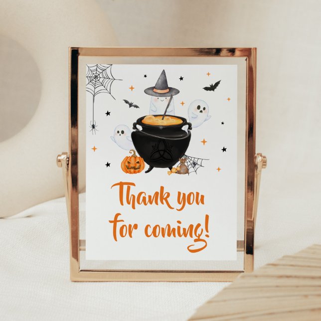 Orange Baby is Brewing Danke für Ihr Kommen Poster (Baby is Brewing Baby Shower Thank you for Coming Sign)