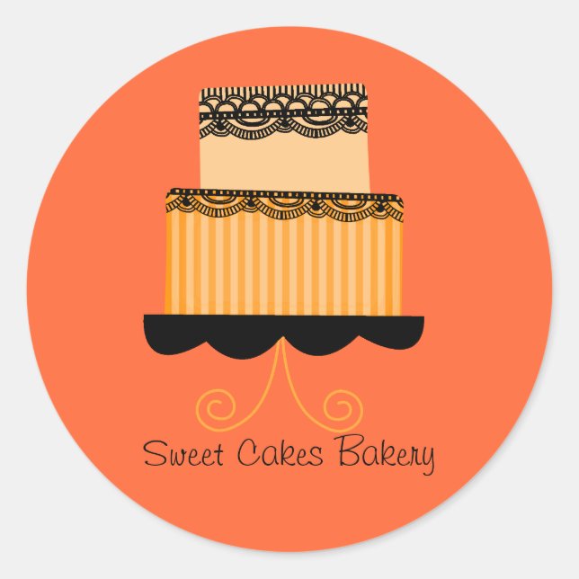 Orange-Bäckereisticker Runder Aufkleber (Vorderseite)