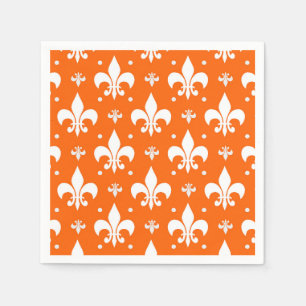 Orange Background Fleur-de-lis Muster Design Serviette