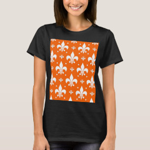 Orange Background Fleur-de-lis Muster Design T-Shirt