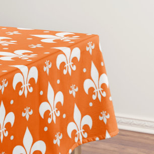 Orange Background Fleur-de-lis Muster Design Tischdecke