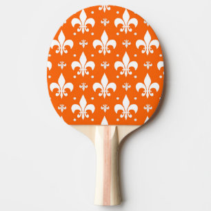 Orange Background Fleur-de-lis Muster Design Tischtennis Schläger