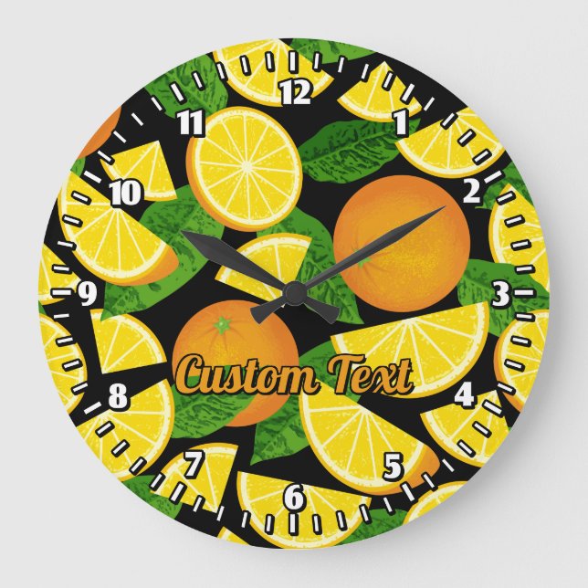 Orange Background Große Wanduhr (Vorderseite)