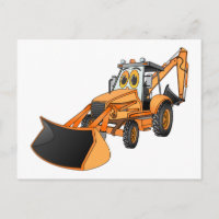 Orange Backhoe Cartoon