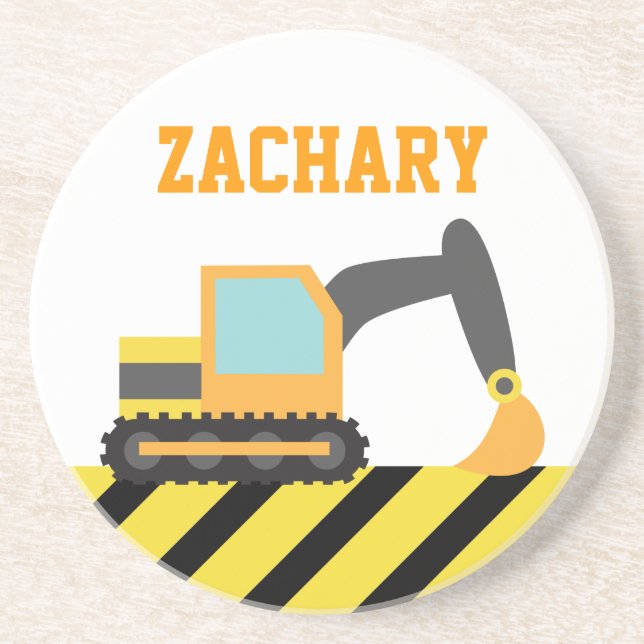 Orange Bagger, Bau-Fahrzeug, für Kinder Untersetzer (Vorne)