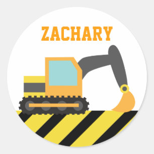 Orange Bagger, Bau-Fahrzeuge, für Kinder Runder Aufkleber