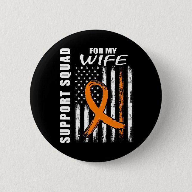Orange Band Ehefrau Leukämie-Bewusstsein USA-Flagg Button (Vorderseite)