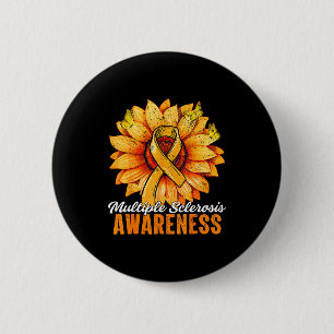 Orange Band Sonnenblume Multiple Sklerose-Bewussts Button