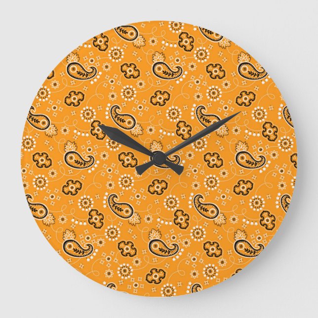 Orange Bandana Adventurer Wohngestaltung Große Wanduhr (Vorderseite)