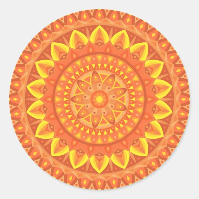 Orange Base Mandala Runder Aufkleber (Vorderseite)