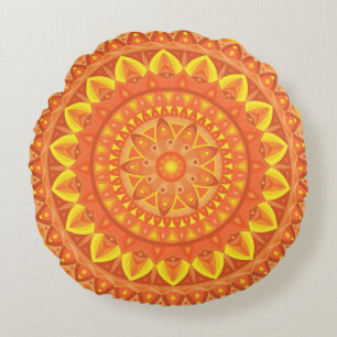 Orange Base Mandala Rundkissen Rundes Kissen