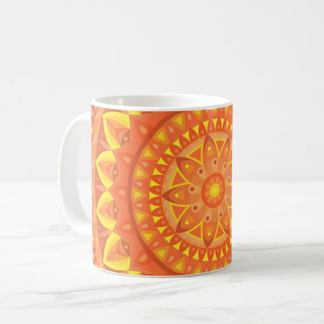 Orange Base Mandala Tasse (Vorderseite Links)