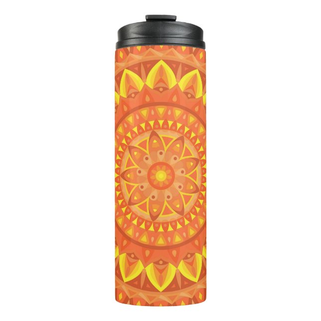 Orange Base Mandala Thermosbecher (Vorderseite)