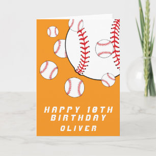 Orange Baseball Bälle Kinder Junge Happy Birthday Karte