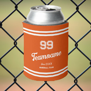 Orange Baseball Benutzerdefinierte Player-Nummer u Dosenkühler
