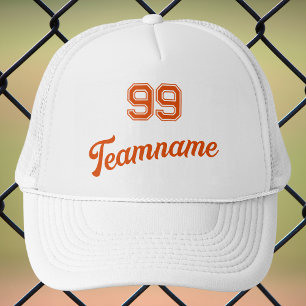 Orange Baseball Benutzerdefinierte Player-Nummer u Truckerkappe