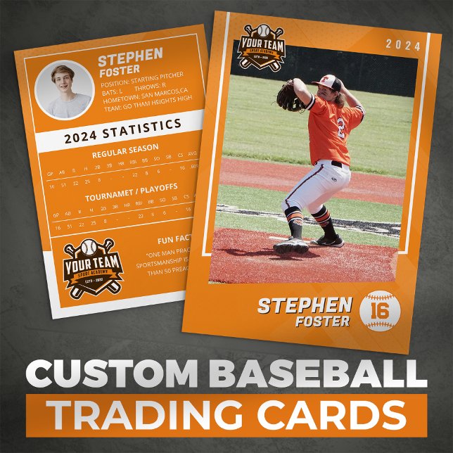 Orange Baseball Trading Card Pro Baseball Player Telefonnummerkarte (Von Creator hochgeladen)